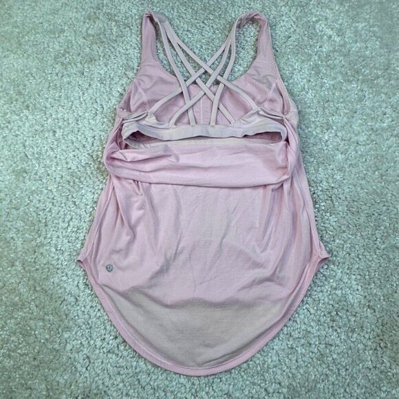 Lululemon Free To Be Serene Tank 2 In 1 Heathered Pearl Pink FLAWS - Picture 3 of 11